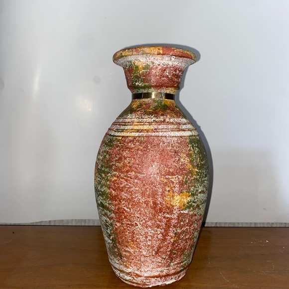 Multicolor Decorative Vase with Brass Accent - Picture 3 of 8